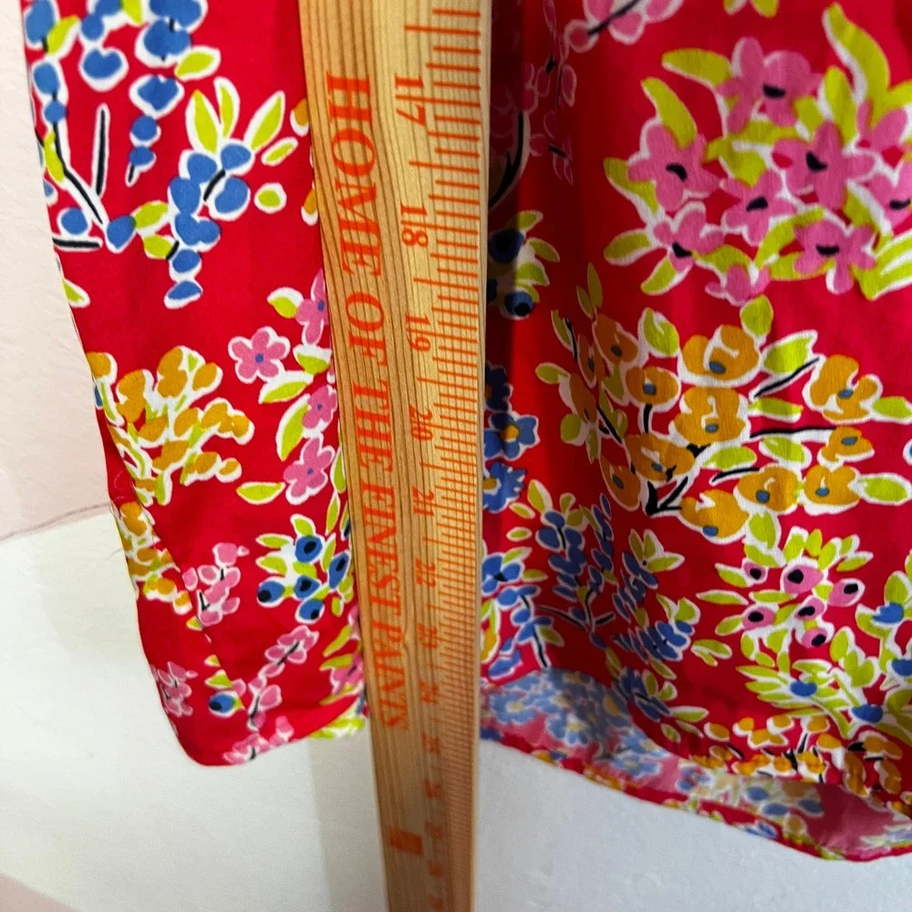 Kate‎ Spade Top Womens Large Orange Floral Tie Front Sleeveless Tank